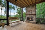 Feather & Fawn Lodge: Lower Deck Fireplace